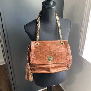 Isaac Mizrahi Live! Bridgehampton Leather Bag with Chain Strap